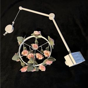 Pottery Barn felted rose musical crib mobile with arm